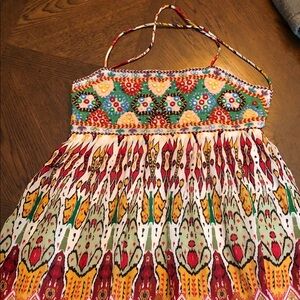 Zara Women’s Boho Embroidered Sequin Halter Sundress Size S‎ Multicolor Festival